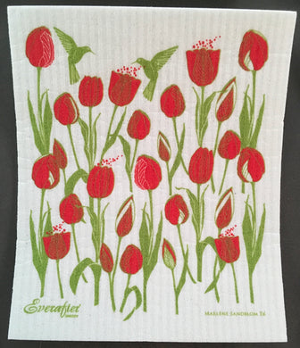 FRENCH TULIPS, RED - SWEDISH DISHCLOTH
