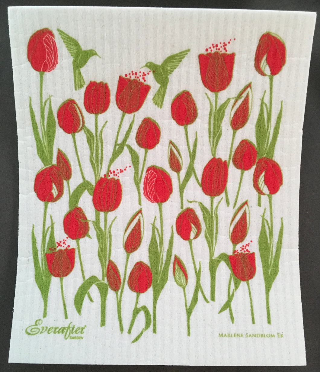 FRENCH TULIPS, RED - SWEDISH DISHCLOTH