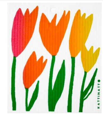 MULTICOLOR TULIPS SWEDISH DISHCLOTH