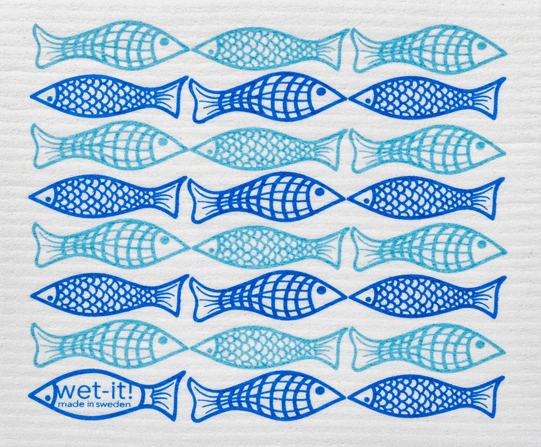 FISH - CATCH OF THE DAY BLUE - SWEDISH DISHCLOTH