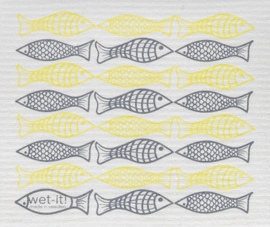 FISH - CATCH OF THE DAY YELLOW/GREY - SWEDISH DISHCLOTH