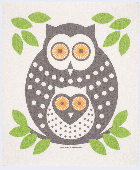 OWL, GREEN - SWEDISH DISHCLOTH