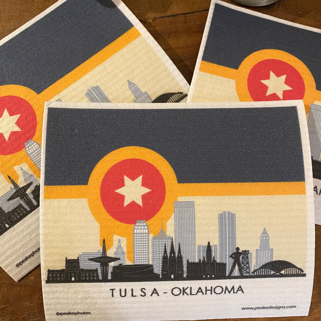 TULSA FLAG SWEDISH DISHCLOTH