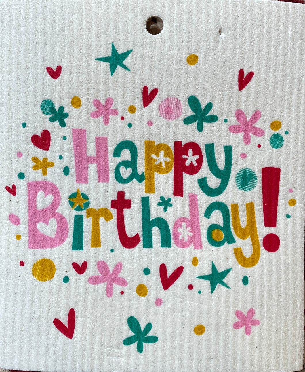 Happy Birthday - Swedish Dishcloth