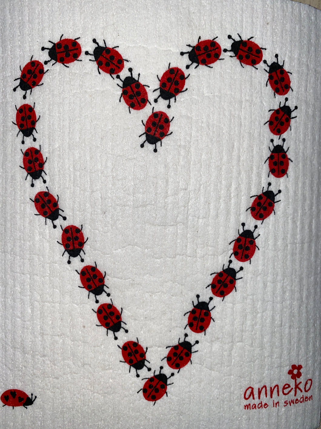 LADYBUG HEART - SWEDISH DISHCLOTH