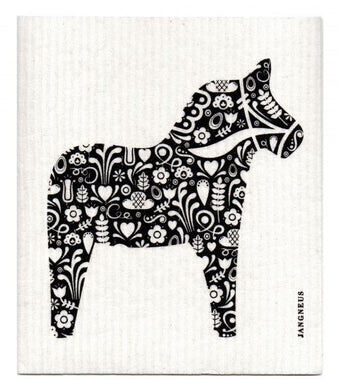 DALA HORSE - BLACK - SWEDISH DISHCLOTH