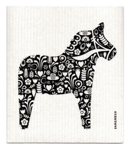 DALA HORSE - BLACK - SWEDISH DISHCLOTH