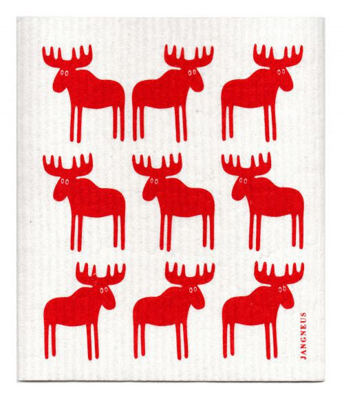 MOOSE - RED - SWEDISH DISHCLOTH