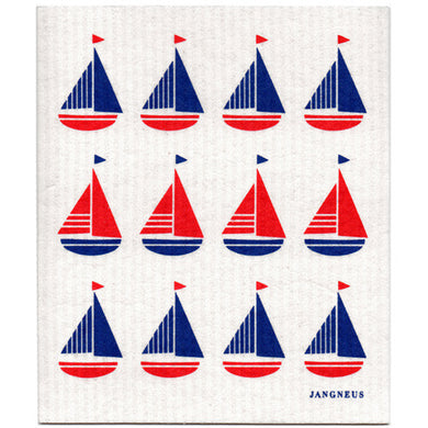 SAILBOAT RED/BLUE - SWEDISH DISHCLOTH