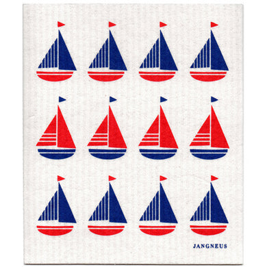 SAILBOAT RED/BLUE - SWEDISH DISHCLOTH