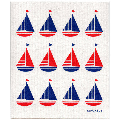 SAILBOAT RED/BLUE - SWEDISH DISHCLOTH
