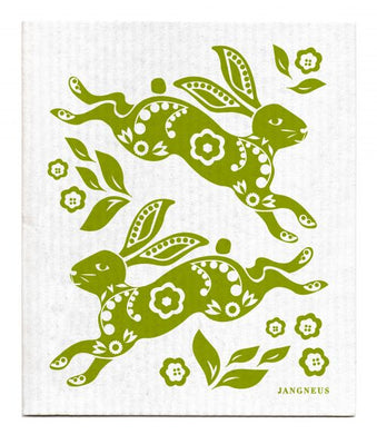 HARE-RABBIT-GREEN- SWEDISH DISHCLOTH