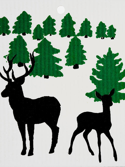 DEER IN FOREST - SWEDISH DISHCLOTH