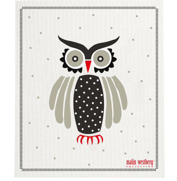 OWL - BLACK - SWEDISH DISHCLOTH