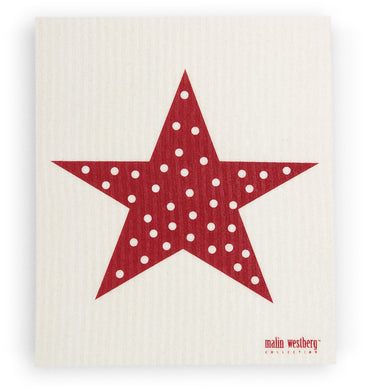 STAR - RED - SWEDISH DISHCLOTH