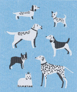 Dishcloth from Sweden Dogs Blue Jangneus –