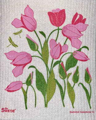 TULIPS, PINK - SWEDISH DISHCLOTH