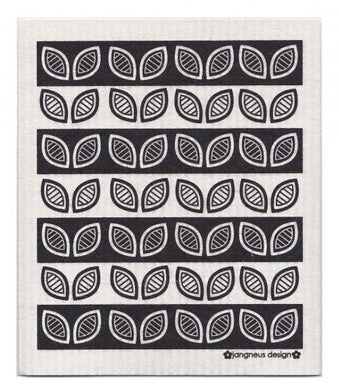 LEAVES -BLACK - SWEDISH DISHCLOTH