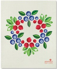 WREATH (BLUE & RED) - SWEDISH DISHCLOTH